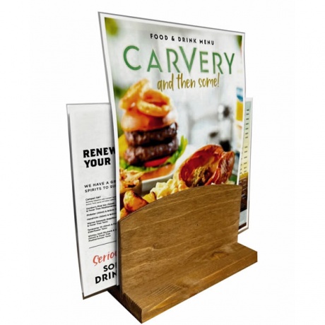 Curved Top Twin Panel Wooden Menu Holder